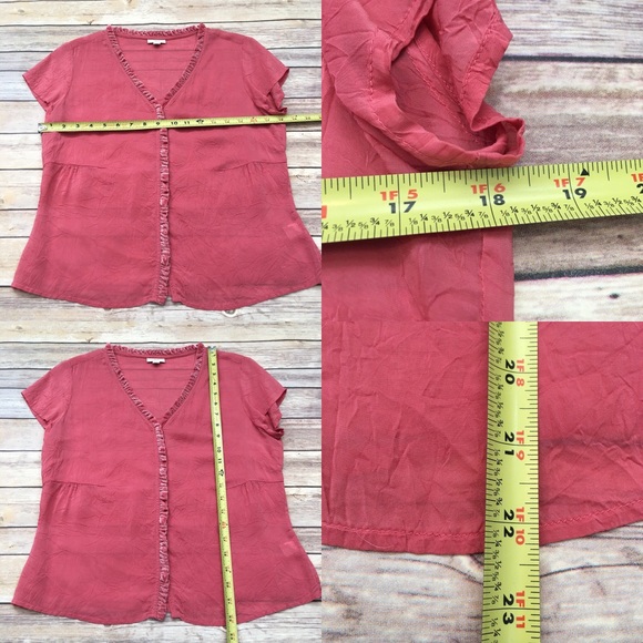 SOLD XS J. Jill Button Down Short Sleeve Sheer Top - Picture 2 of 8